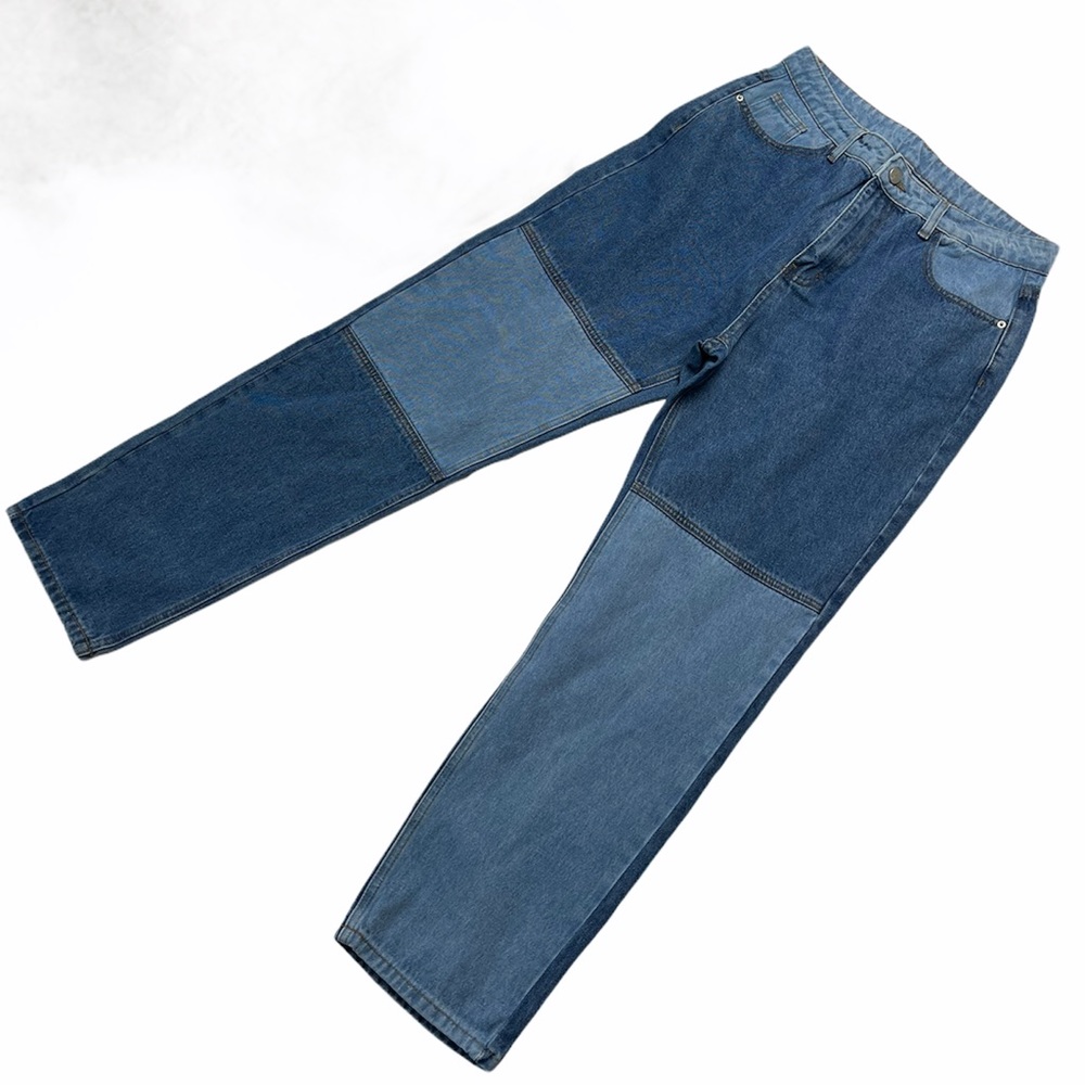 SHEIN | High Waist Panel Block Denim Jeans L - Picture 4 of 8